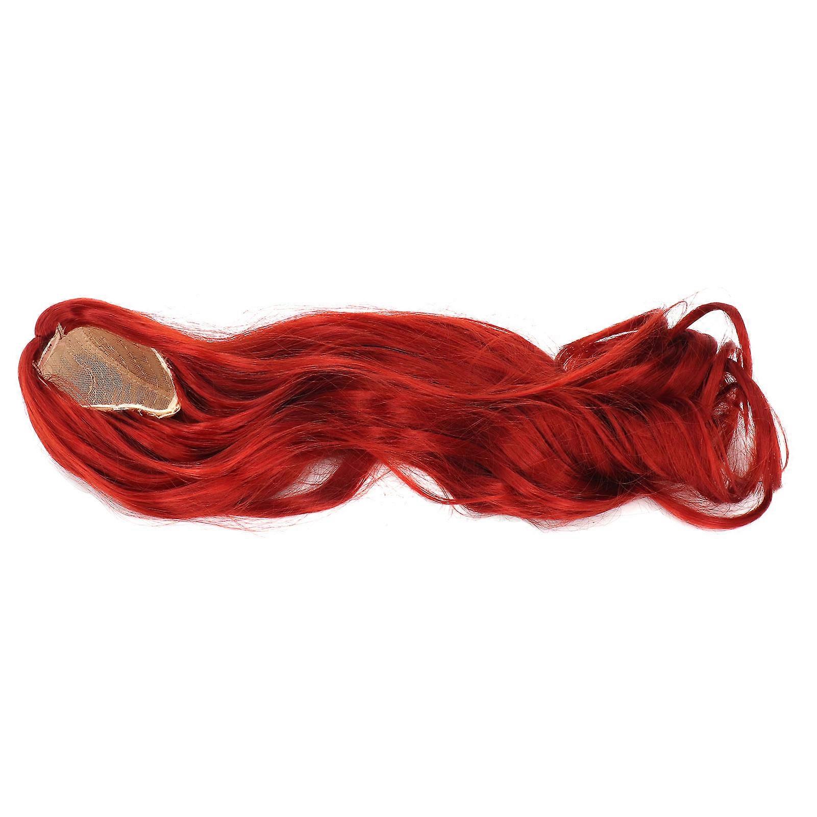 Long Curly Doll Wig Soft Silk Central Parting Artificial Hair for 1/3 Head Circumference Ball Jointed Dolls Red