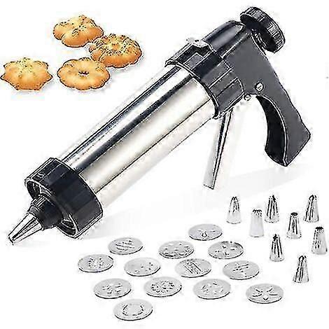 Stainless Steel Cookie Press with 13 Biscuit Discs & 8 Nozzles - BPA-Free Baking Tool