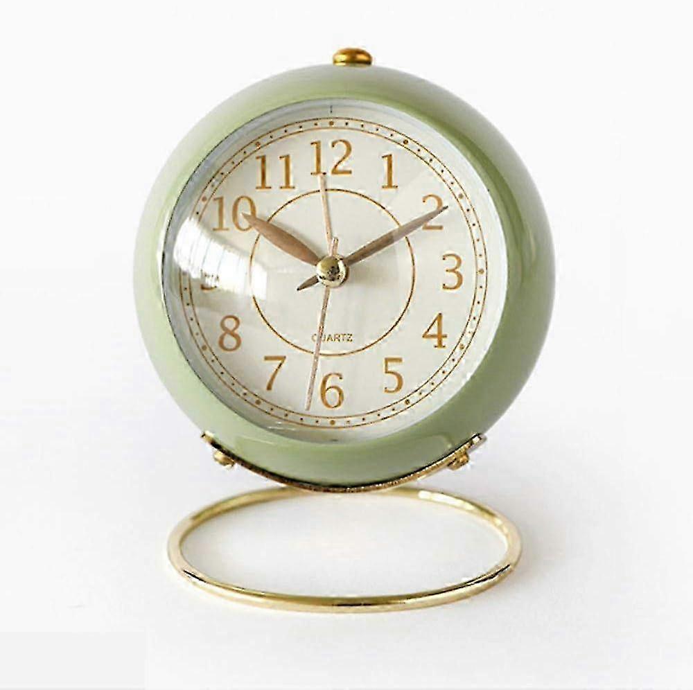 Alarm clock, small silent table clock retro alarm clock without tick-tac, night light, silencer, hd p