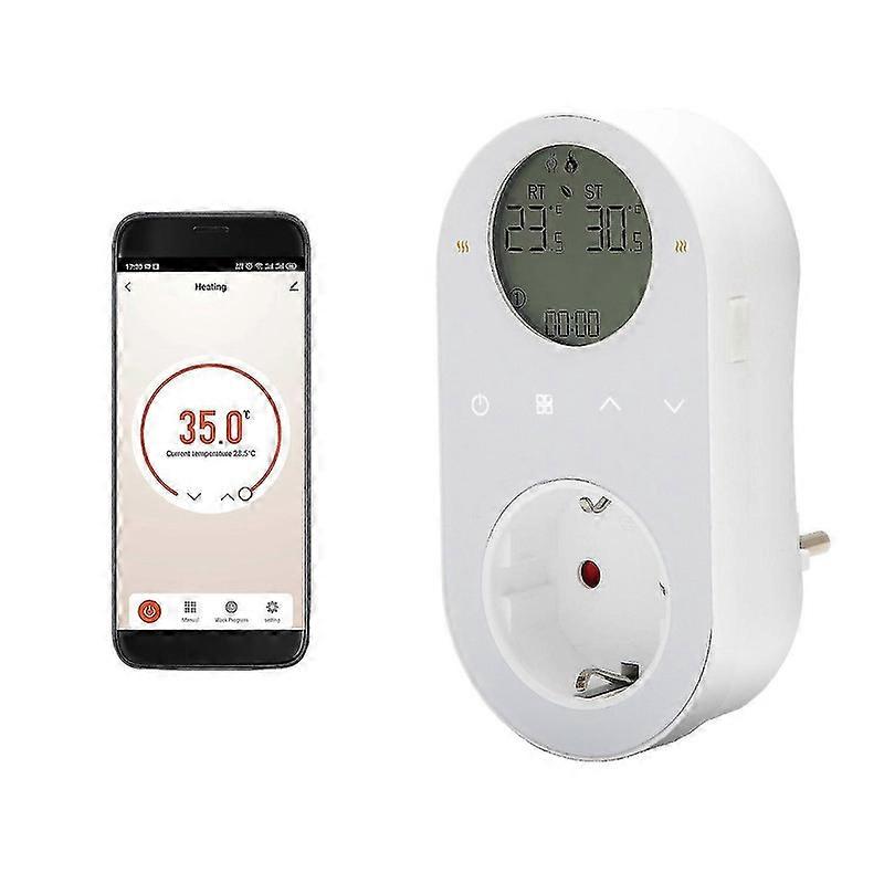 WiFi Digital Thermostat Outlet Plug 16A Outlet Tuya App Voice Control Socket Temperature Controller Walkbee A B