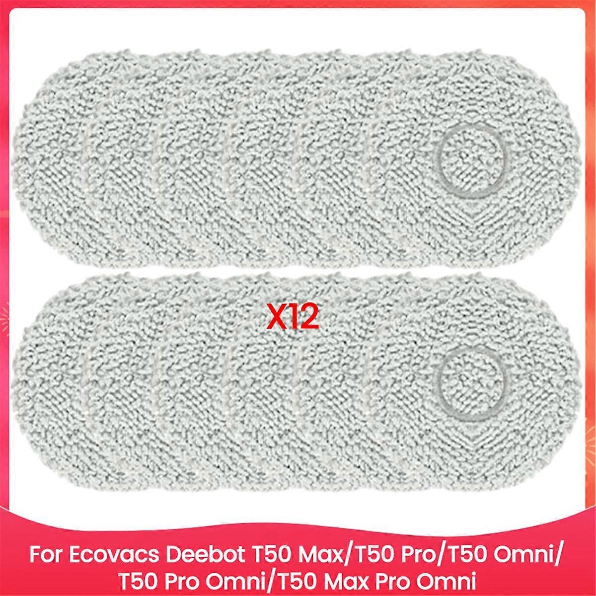 For T50 Max/T50 Pro/T50 Omni/T50 Pro Omni/T50 Omni Spare Parts Reusable Washable Mop Pads 12PCS