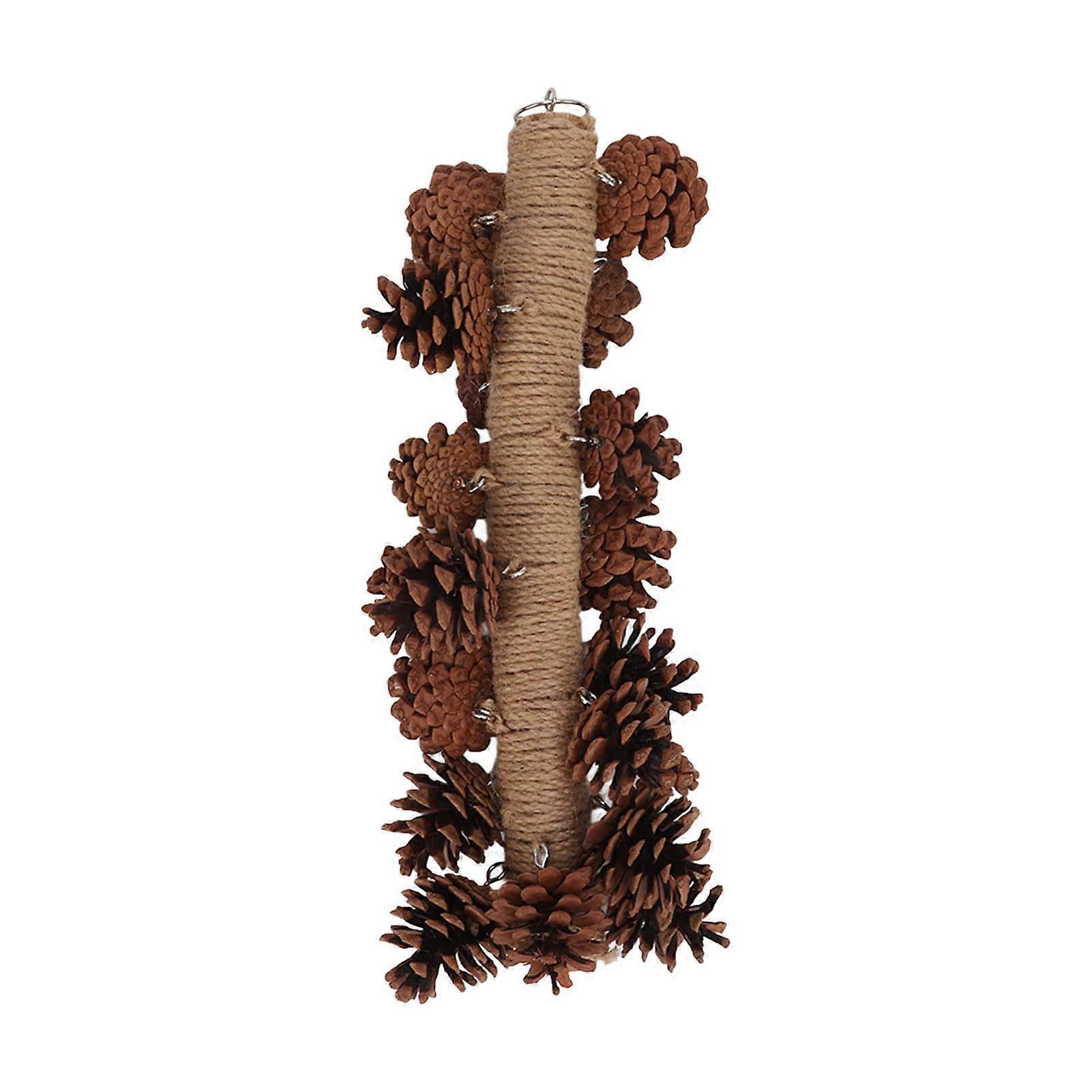 Parrots Pine Cone Chewing Toy for Parakeets, Large Wooden Hanging Chew Toy for Hamsters and Small Birds