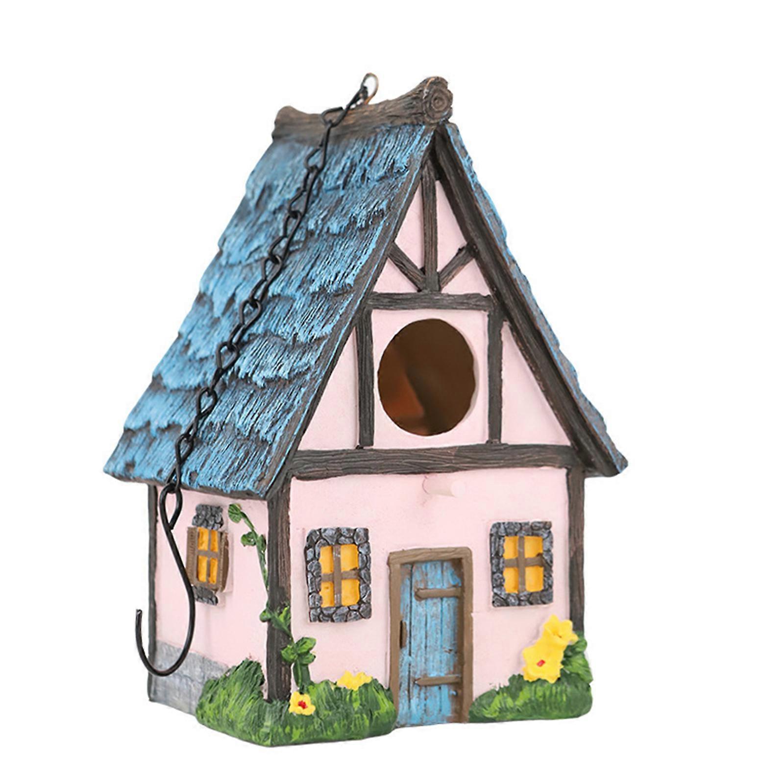Bird Nest Outdoor Nest Box Hideouts for Bird Crafts Nest for Hummingbird with Shelter Painted House