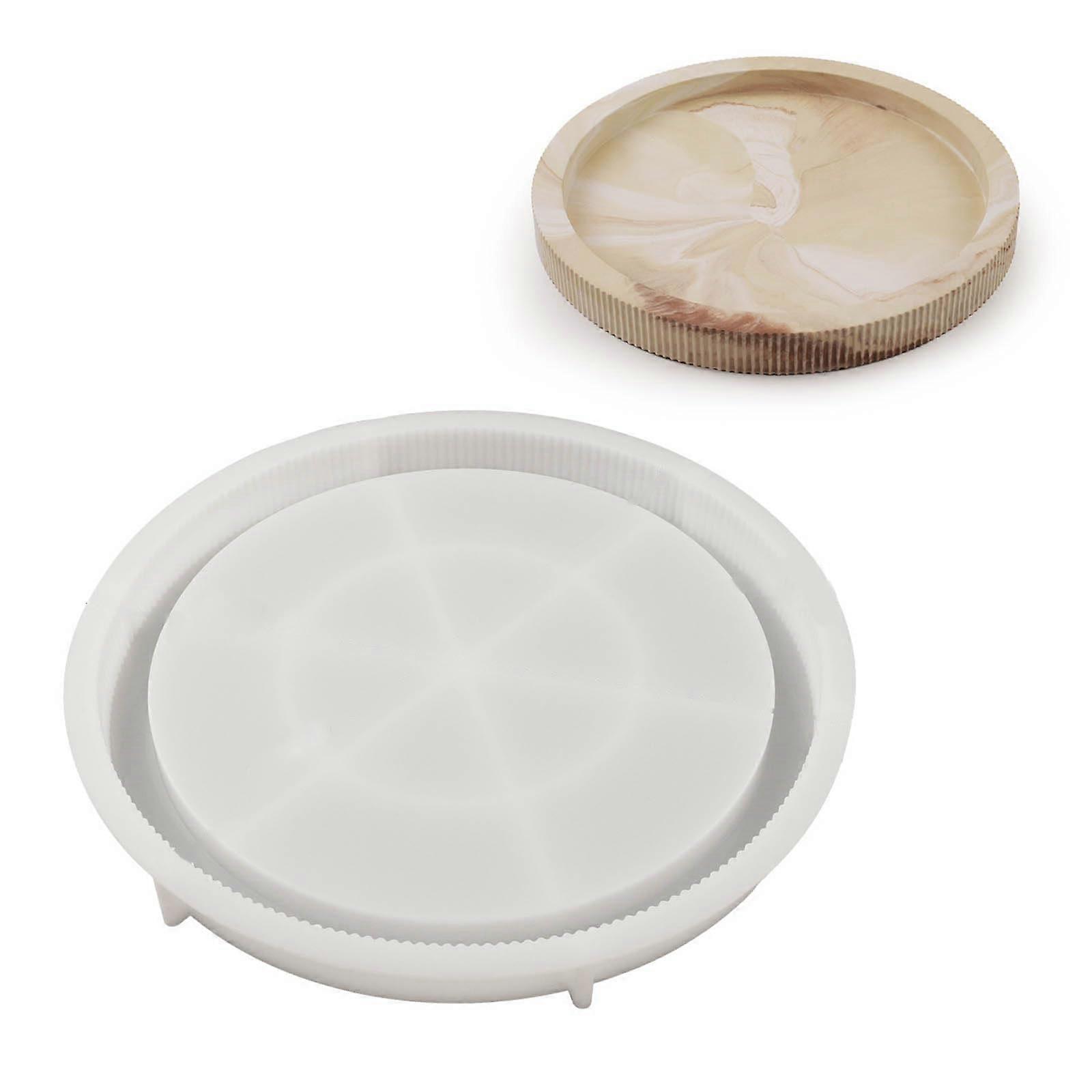 Simple Storage Tray Silicone Mold Stripe Round Dish Epoxy Resin Mold Concrete Casting Mold for Making Plaster Ref: 1647