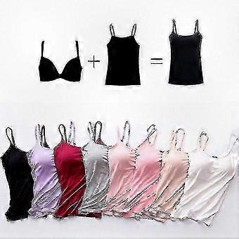 Blød afslappet bh tanktop til kvinder, spaghetti cami vest til kvinder, med indbygget støtte for komfort og stil