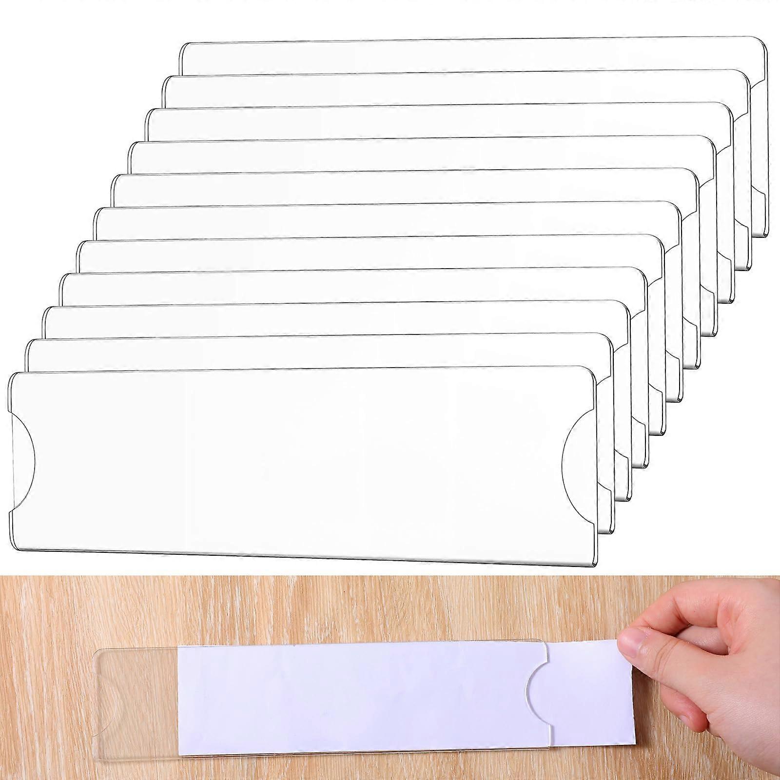 12 Pack Clear Acrylic Name Plates for Doors, 8x2 Inch No Drill Sign Holder
