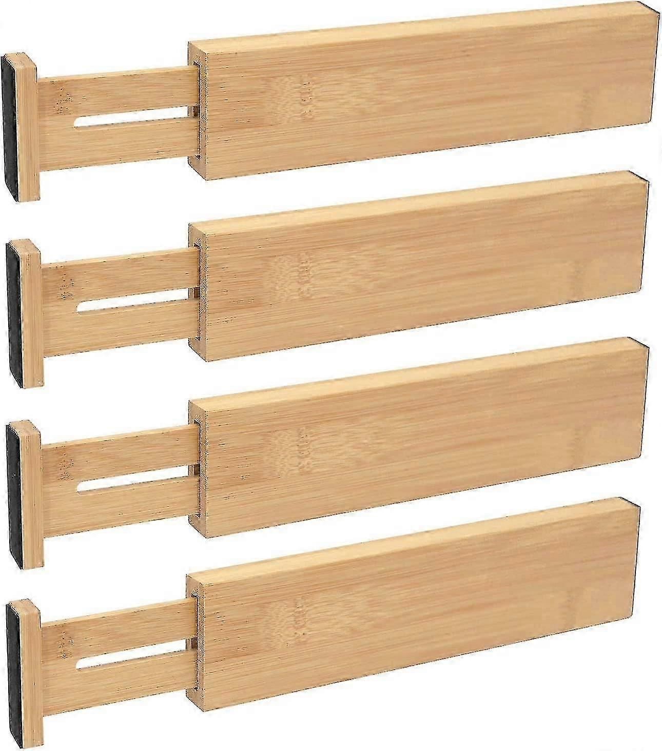 Bamboo Drawer Dividers, Expandable Adjustable Drawer Dividers Organizers, Set Of 4 (13.38-17in) - Ya01
