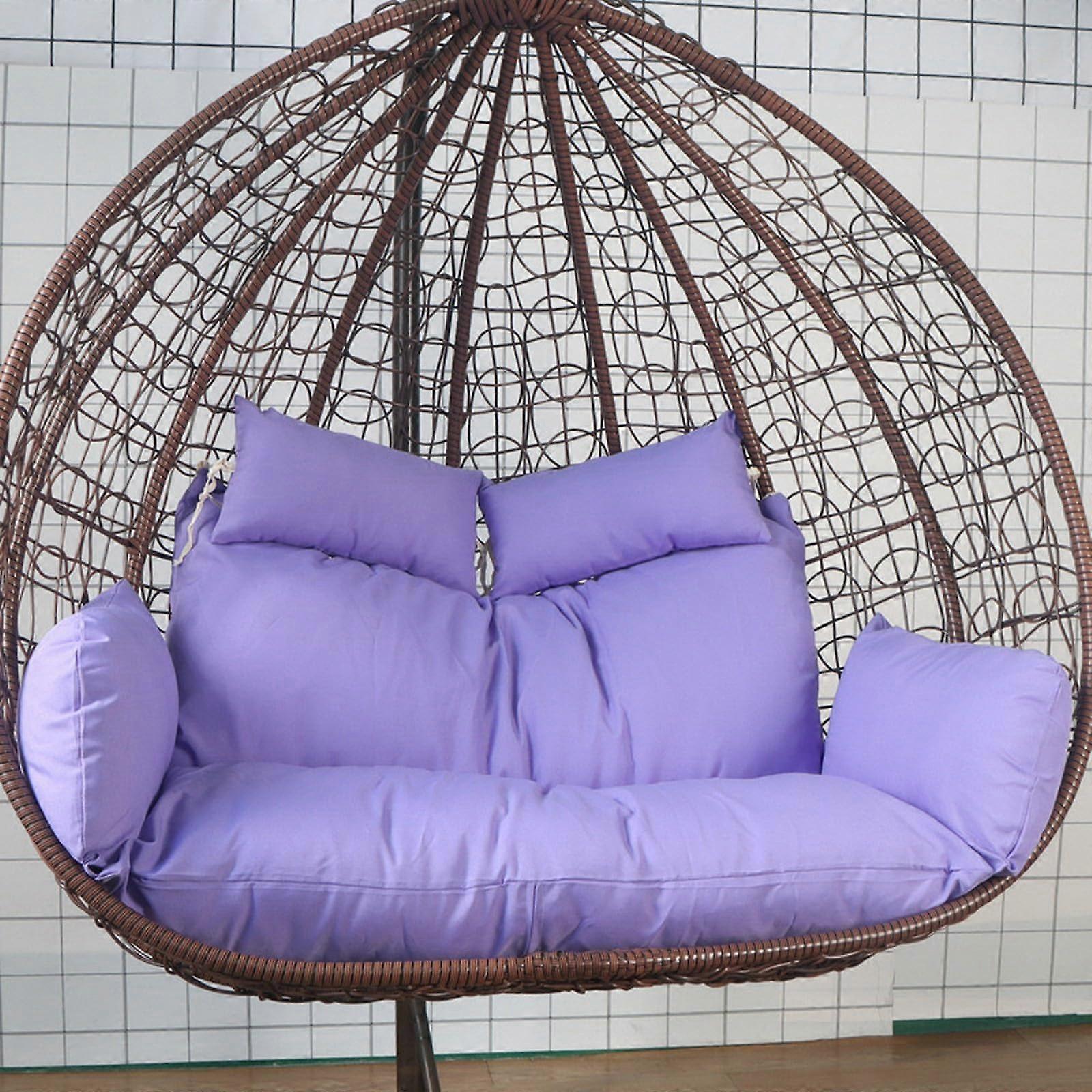 Double eggshaped hanging seat cushion with waterproof, removable pads, thick rattan swing seat for 2 people