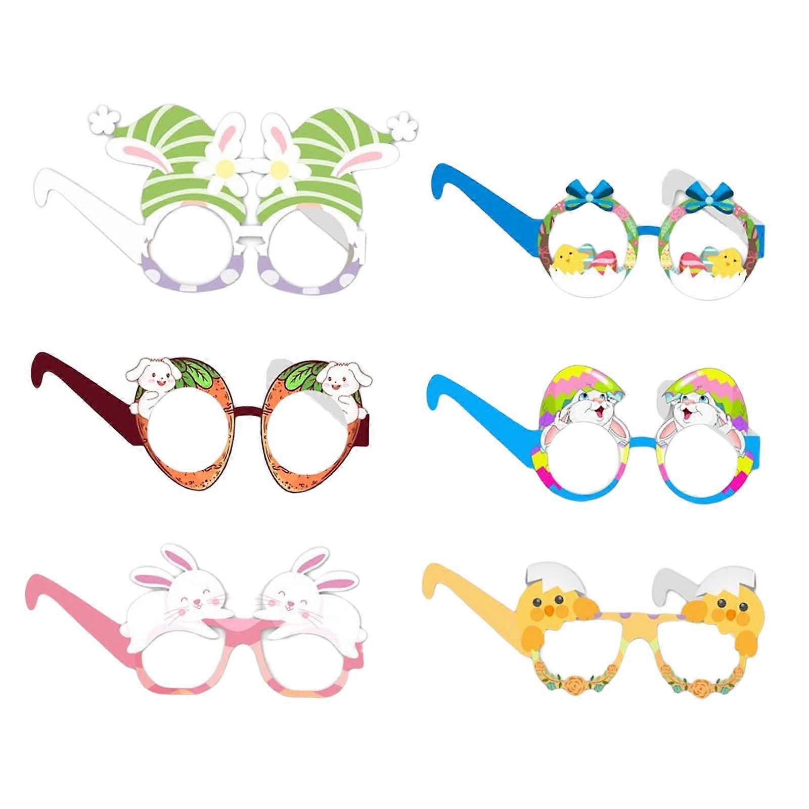 6Pieces Easter Glasses Frames Bunny Rabbit Egg Eyeglasses Easter Decoration for
