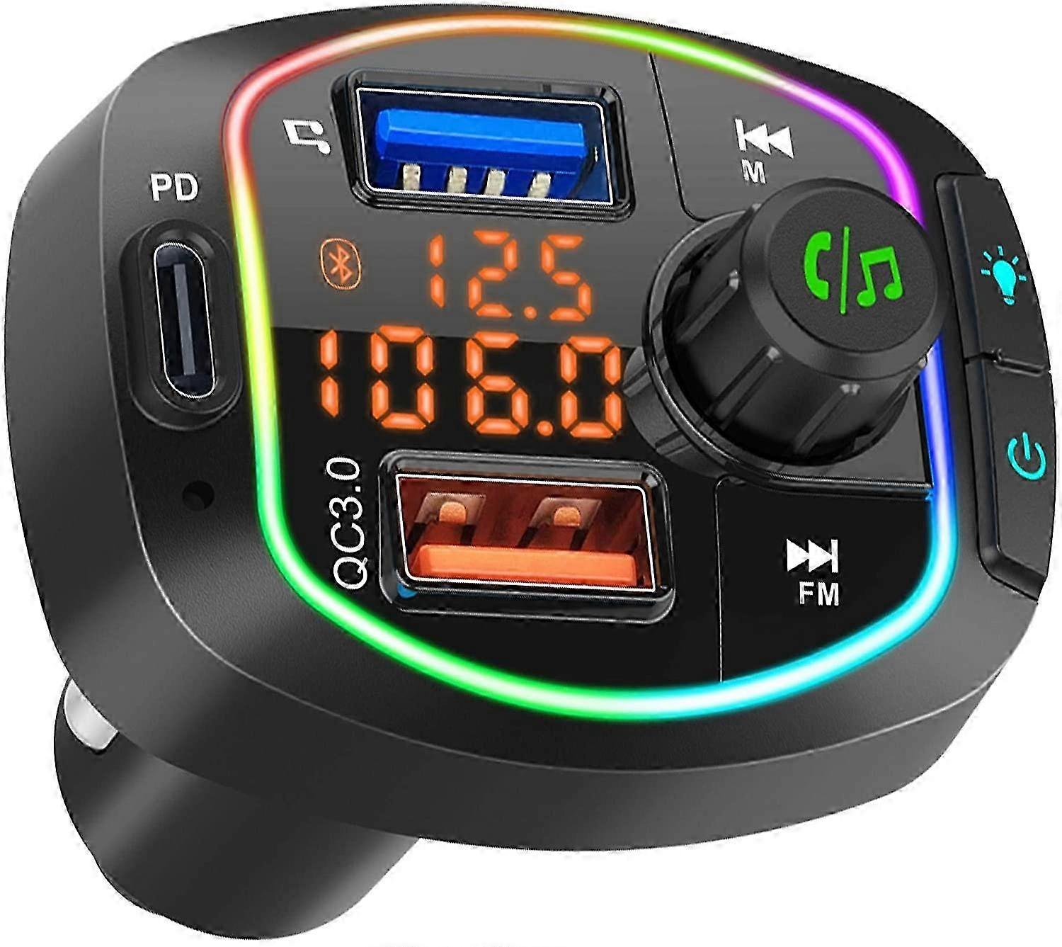 Car Bluetooth FM Transmitter with LED Backlight & Smart Charger