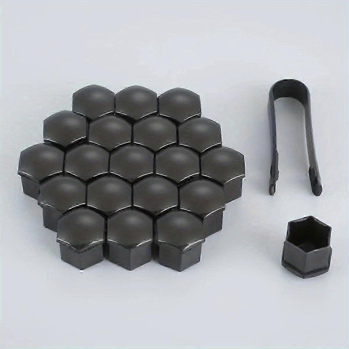 20st svart 19mm bil hjul mutter täcker anti-rost nav däck mutter skydd