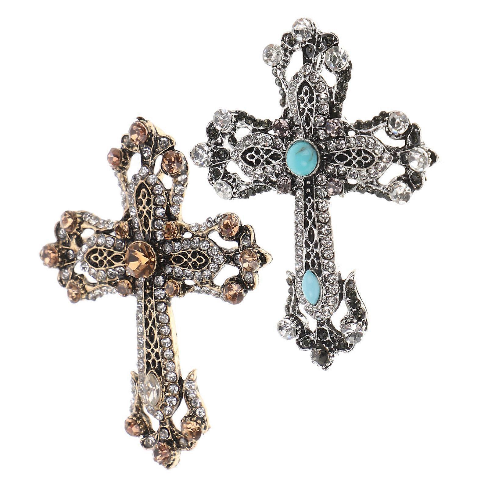 Glamorous Cross Brooch Ideal for Standing Out in Crowds and Gatherings