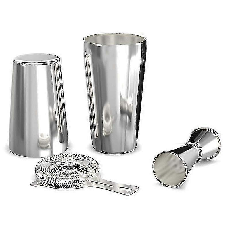مجموعة شاكر كوكتيل احترافية - أدوات بار من الفولاذ المقاوم للصدأ مكونة من 4 قطع مع شاكر وبوسطن جيجر