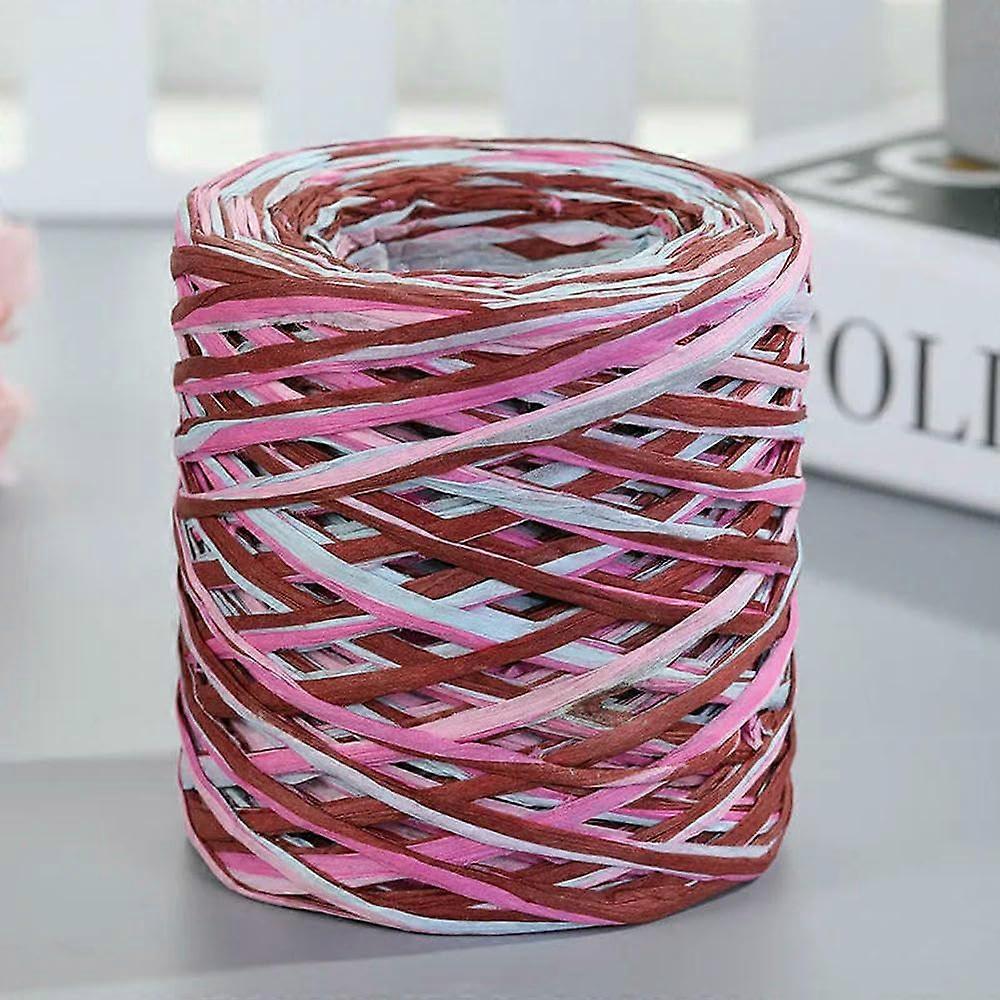 200 Meter natural craft papercraft ribbon, packing paper string, bast yarn, knitted paper rope, DIY craft festivalgift wrapping Mixed Color 17