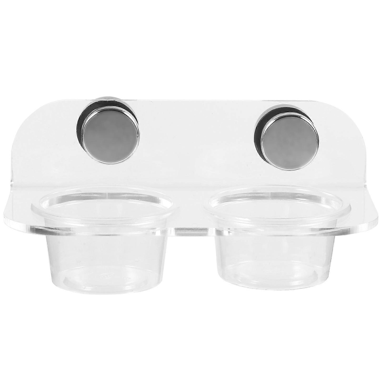 Magnetic Reptile Feeder for Small Pets Durable Acrylic Gecko Feeder Ledge with Silver Color Fits Most Terrariums 3.5 x 2.5 inches