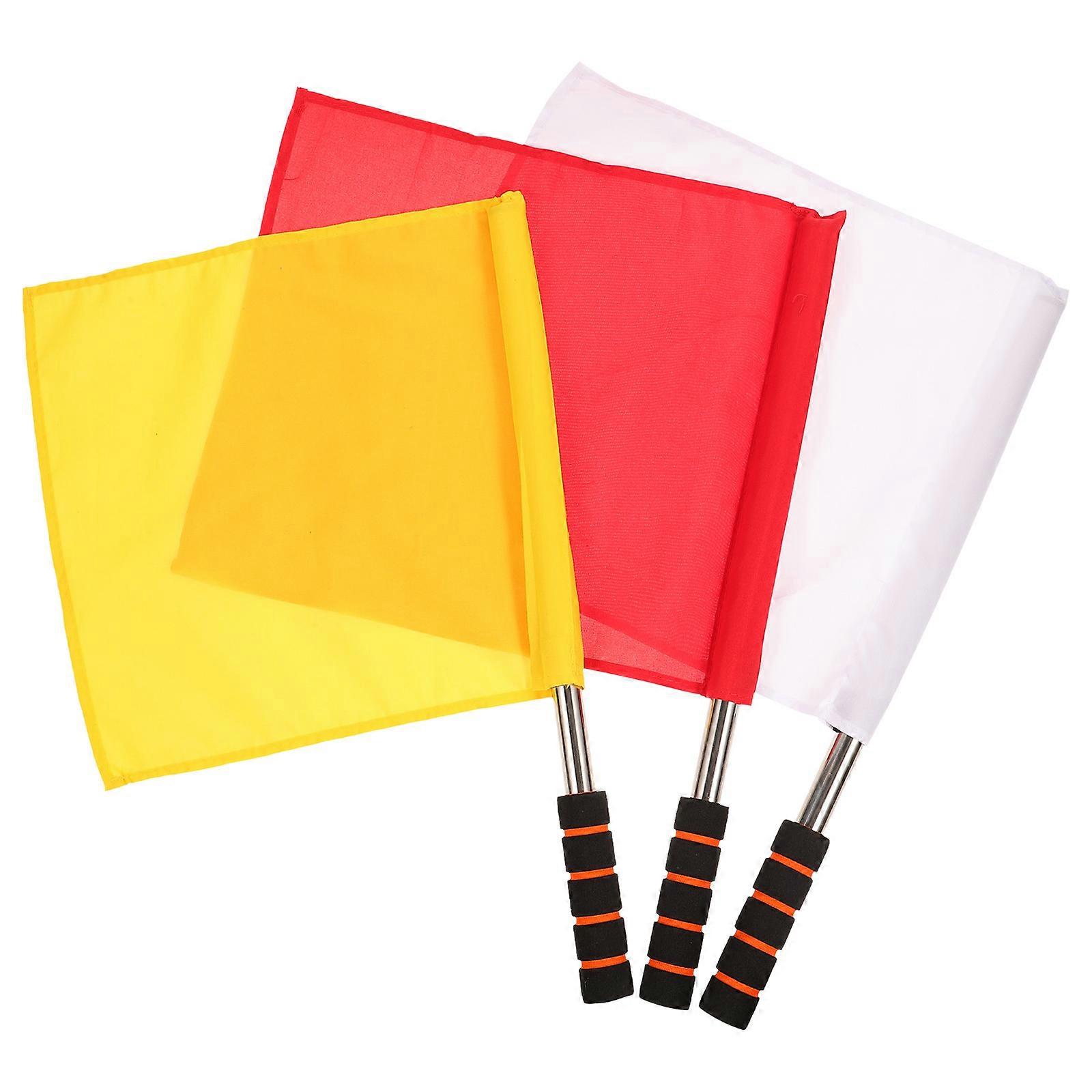 3pcs High Visibility Referee Flags for Traffic & Sports Safety – Durable Signal Flags with Ergonomic Pole Handle