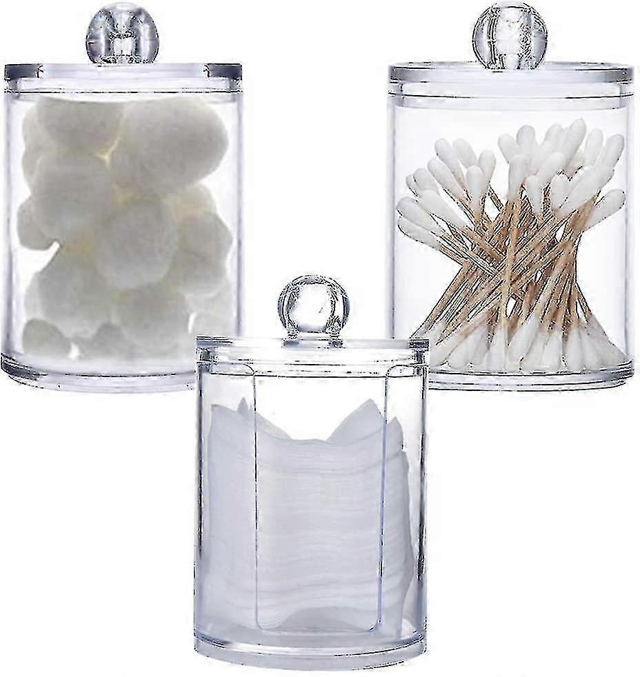 3 Pack of Cotton Swabs and Makeup Storage Jars for Bathroom Use