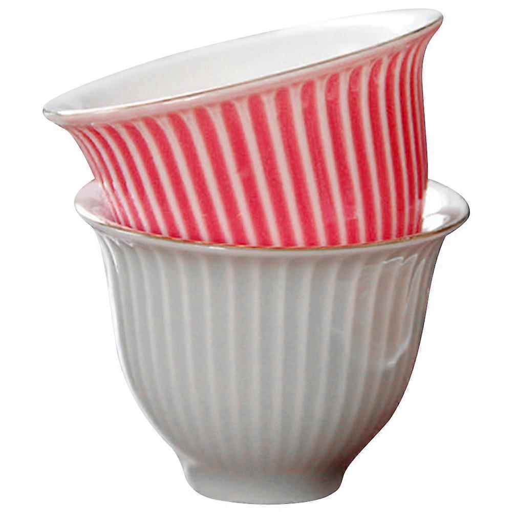 Cup Friends Gathering Striped Retro Style Ceramic 2Set