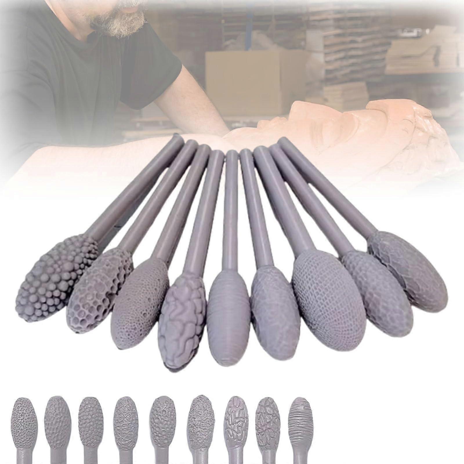 Clay Texture Tool Set - 9 Piece Roller Stick Set for Embossing Patterns and Plaids, Oval Design for Clay Art Projects