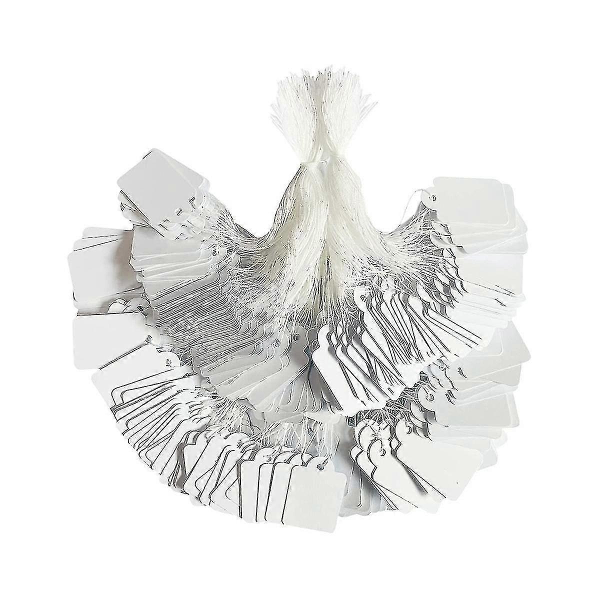 1000pc White Paper Price Tags with String, Small Labels for Clothing Retail Pricing