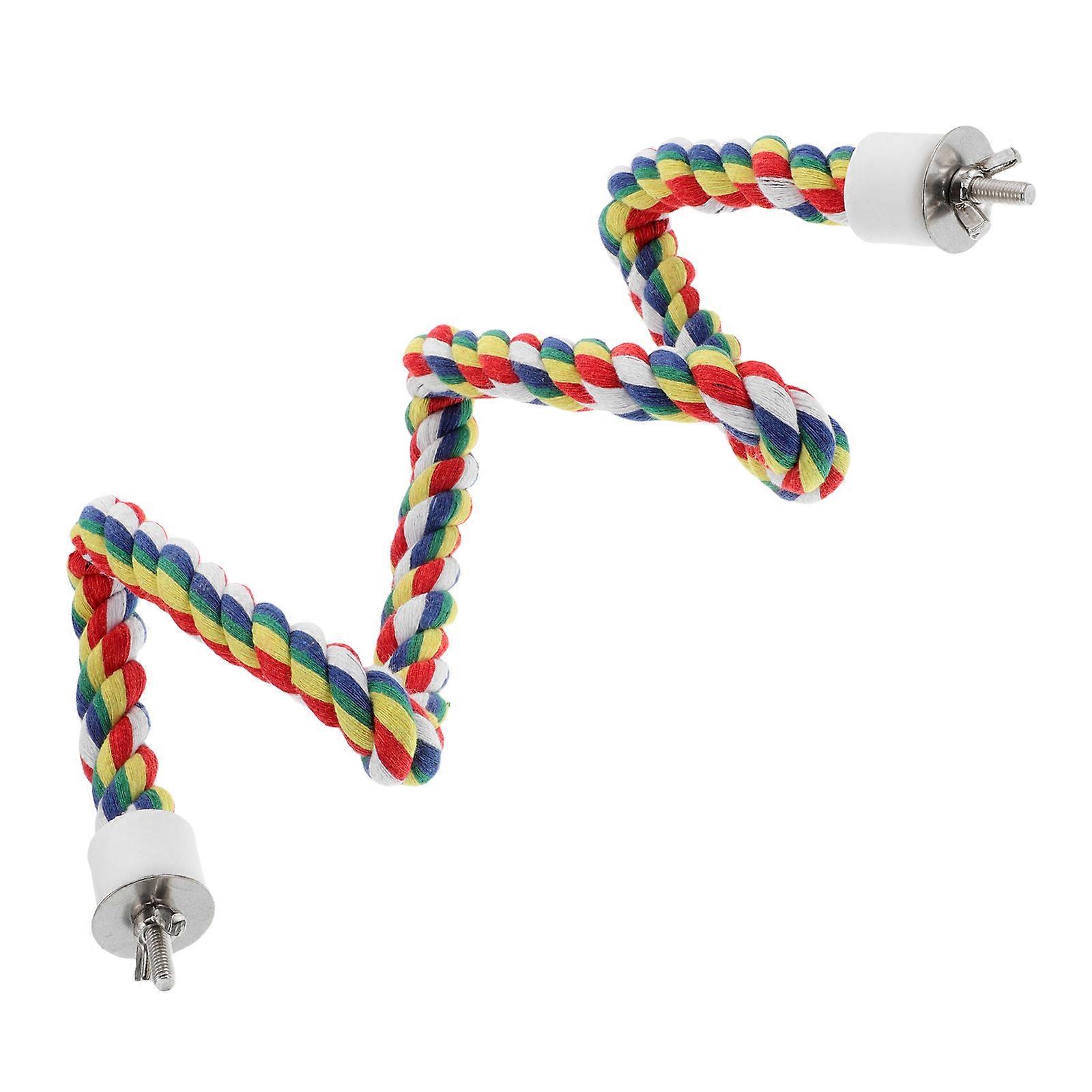 Parrot Rope Perch with Colorful Cotton Rope and Rotating Ladder for Climbing, Swinging, and Chewing – Lightweight Accessory for Bird Cages Suitable