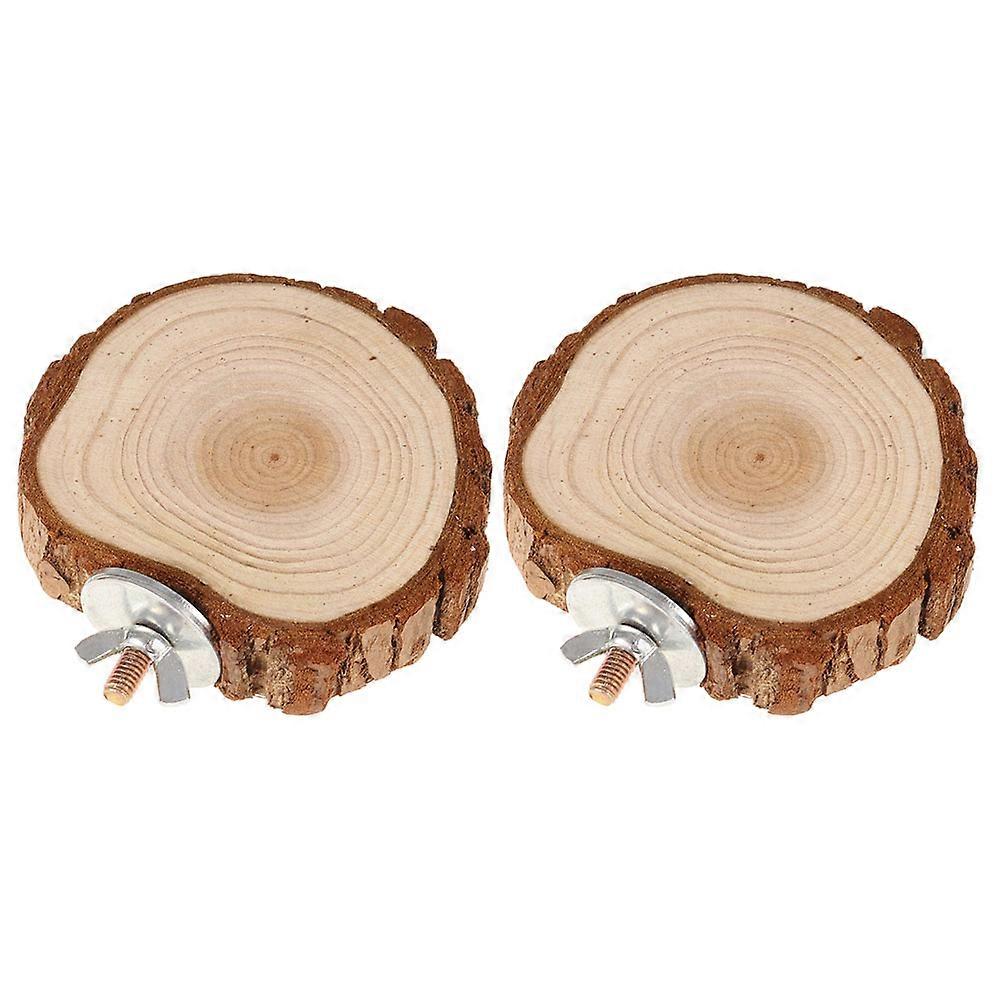 Bird Perch Multi-Use Bird Stand Adorable Design Parrot Cage Platform Wooden Material Standing Perch 2Pcs