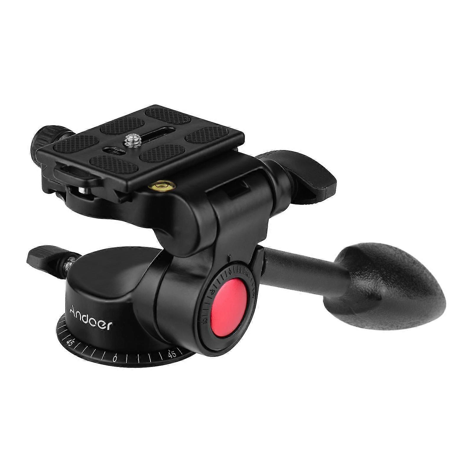 Andoer Aluminum Alloy 3-Way Damping Video Head Tripod With Pan Bar Handle For Smooth Camera Movement And Stability