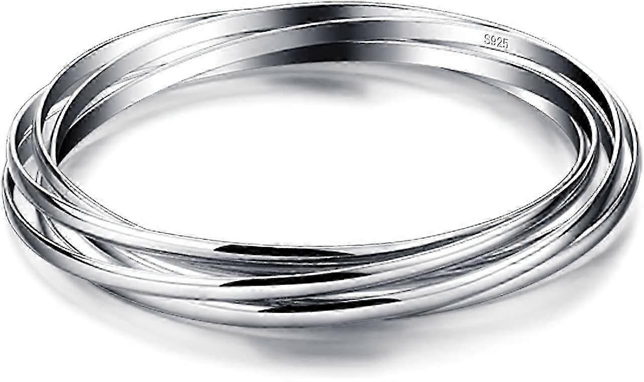 2025 Latest Model  925 Sterling Silver Solid Bangle Bracelet Minimalist 5 Loop