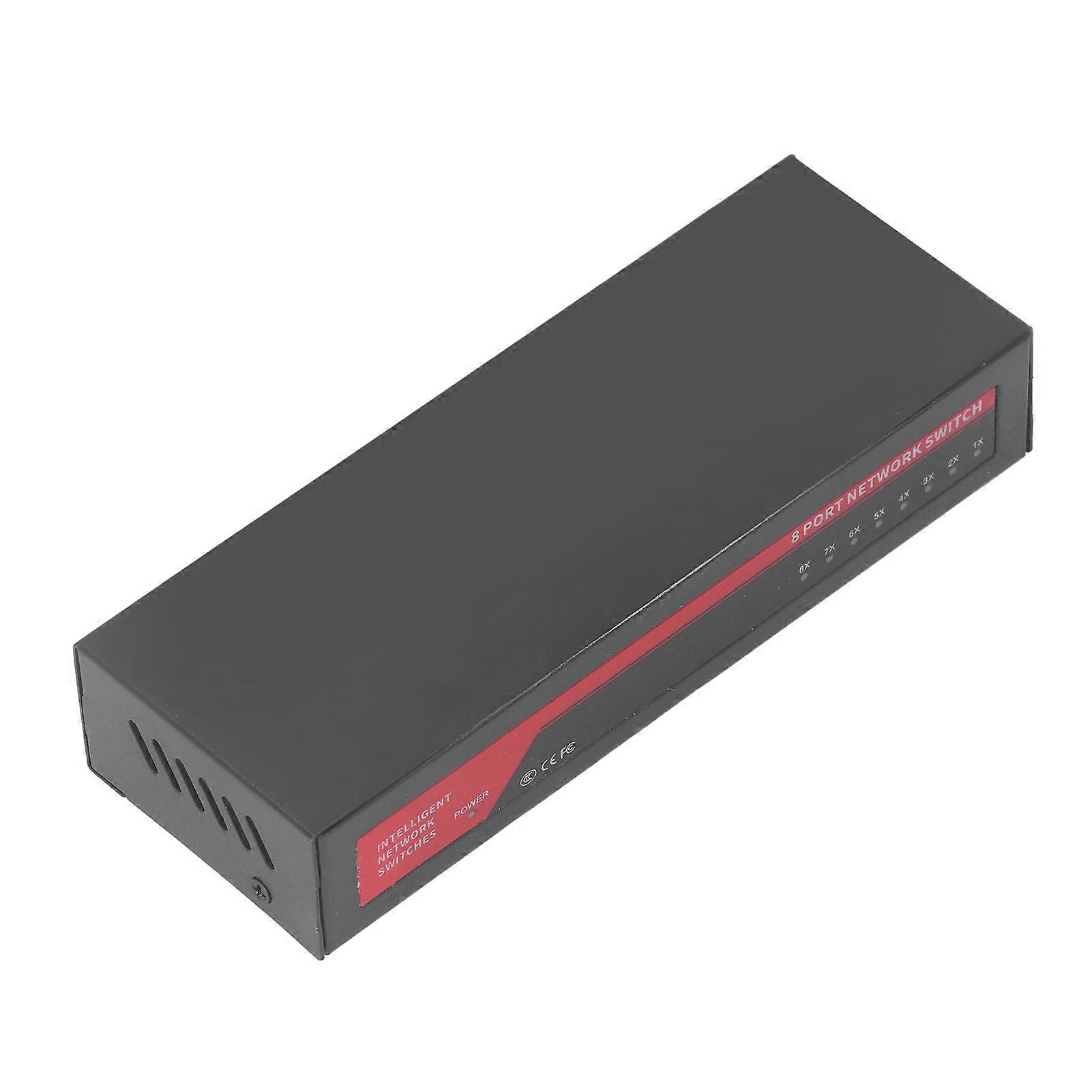 8 Port Gigabit PoE Switch Sturdy Metal Fanless Plug and Play Wall Mount Ethernet Splitter For Home Office ‑