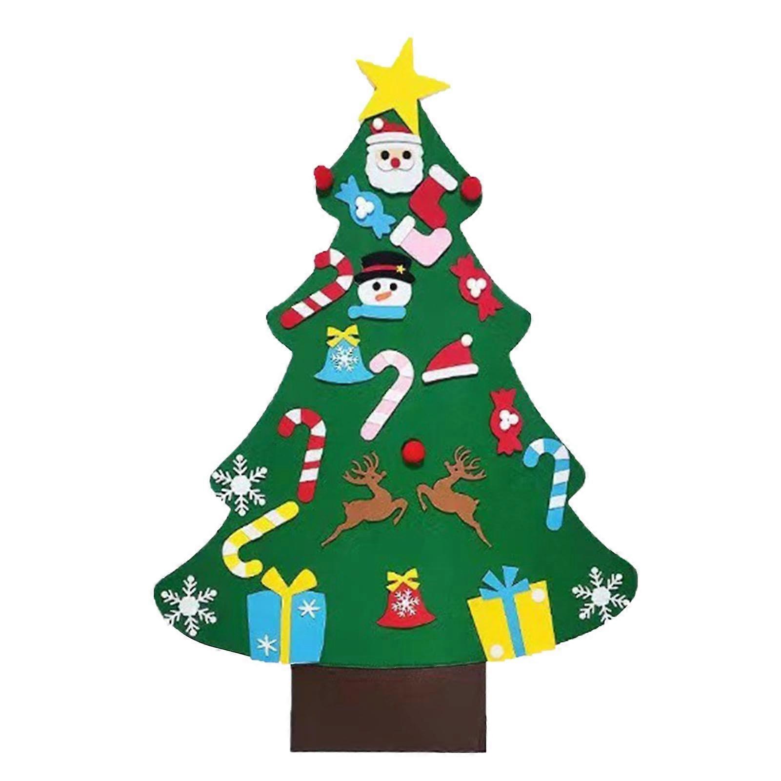 Felt Christmas Tree for Kids, DIY Felt Christmas Tree with Ornaments, Interactive Holiday Decor for Home Door Window, Style A