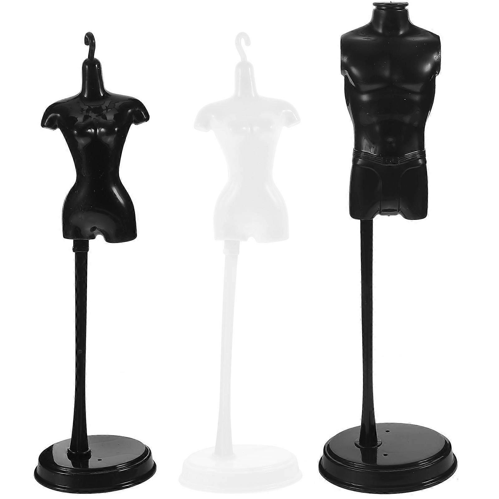 Miniature Clothes Stand Small Mannequin Model Stand For Doll Clothes Racks In Black With Display Function 3Pcs