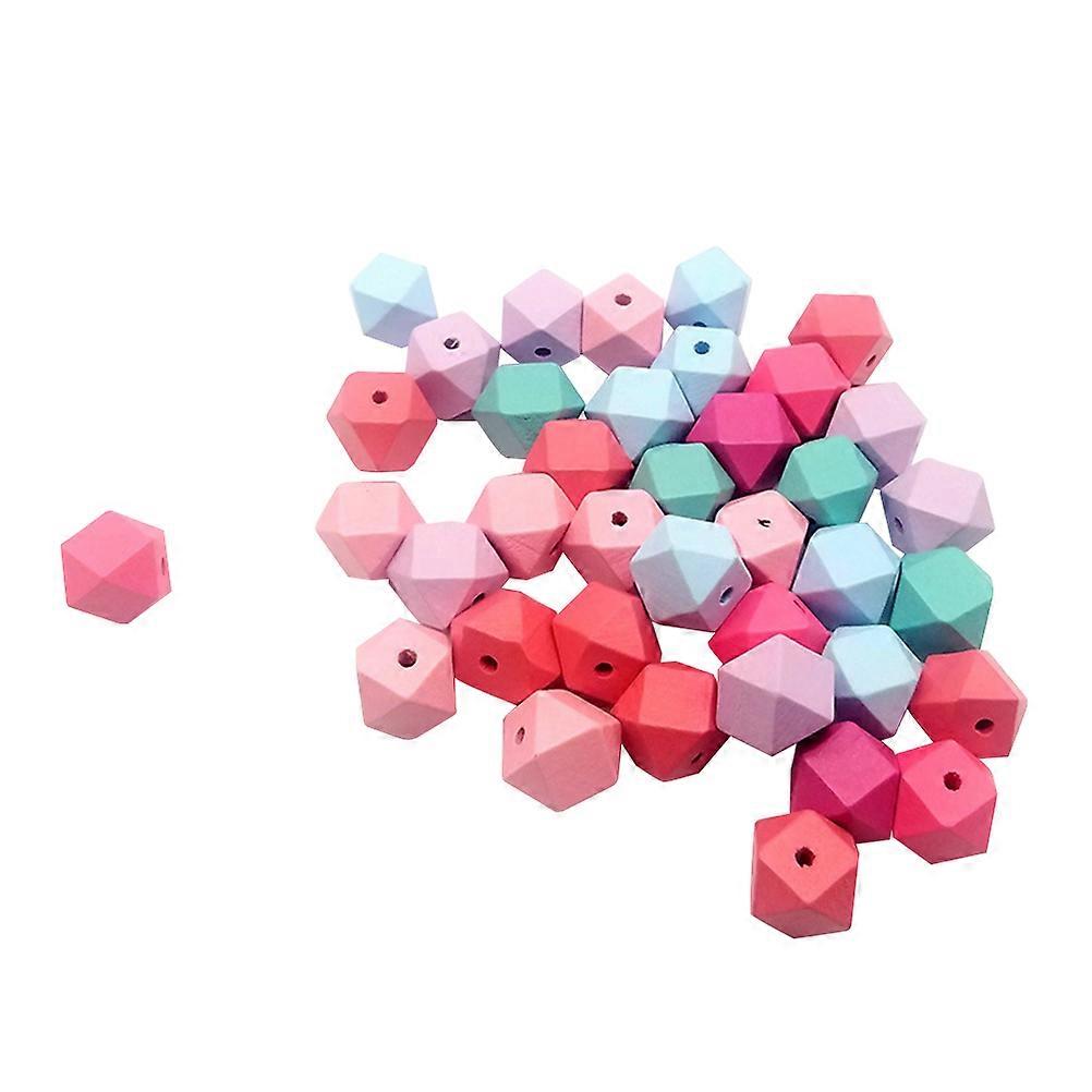 Wood Hexagon Beads DIY Accessories Educational Toy Geometric Style Wood Material 15mm 30Pcs
