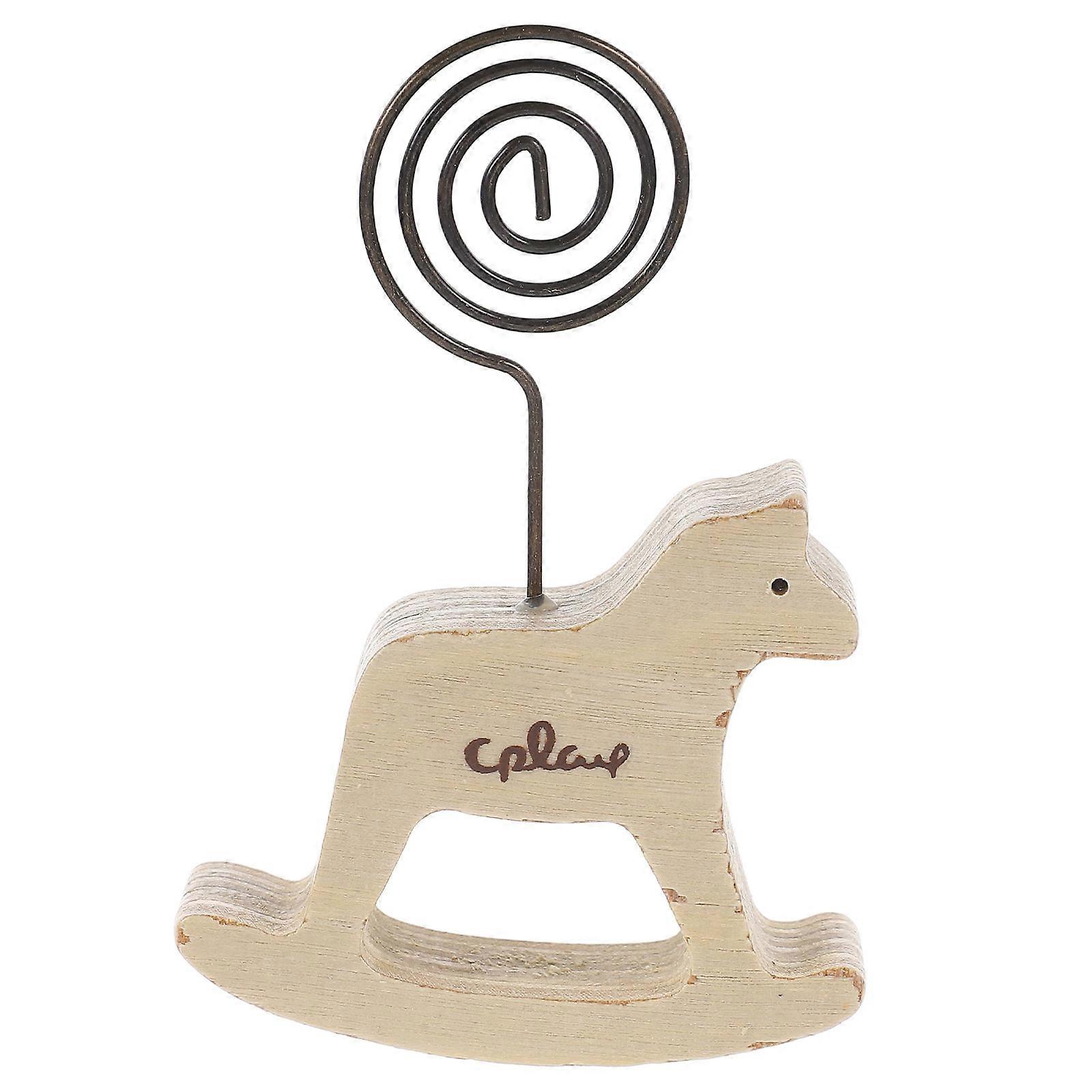 Cheval En Forme En Bois Table Nombre Supports Table De Mariage Décor Fer Matériau Porte-Photo Stand 3.3×2.2×0.8in 1Set
