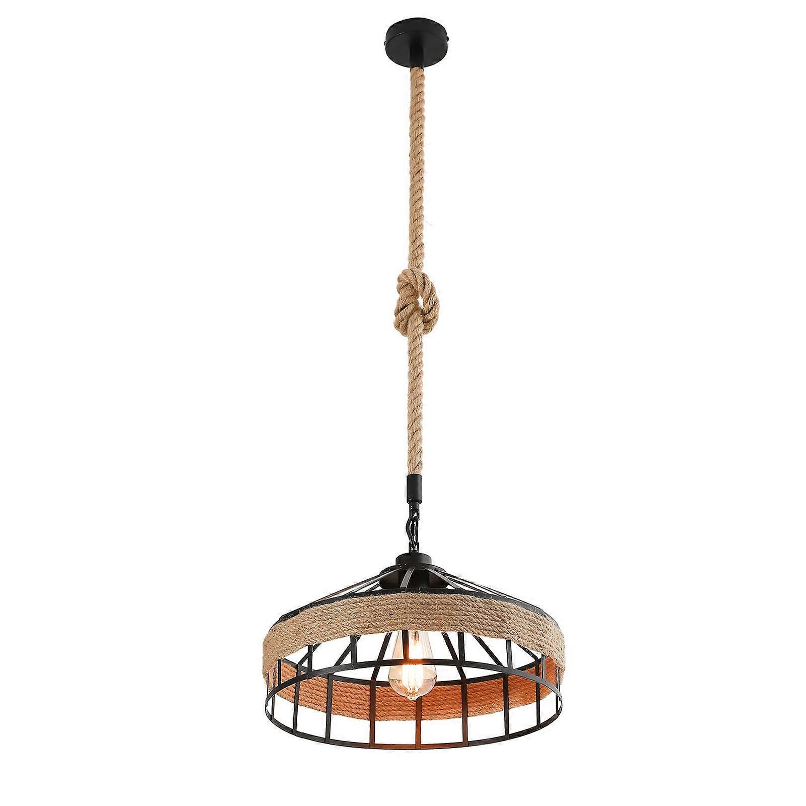 Handmade Hemp Rope Chandelier Light Fixture for Farmhouse Decor, Pre-Assembled Rustic Ceiling Light, 3 Light Design