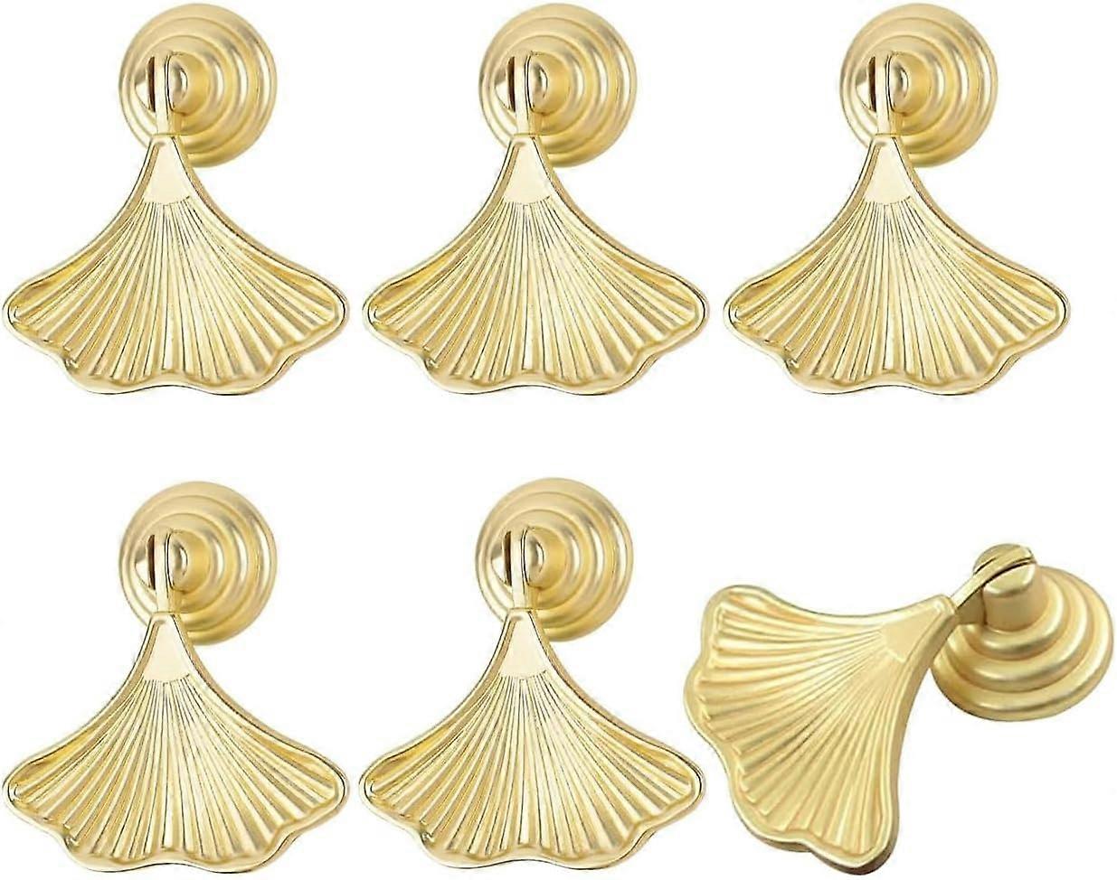 6pcs Brass Drawer Knobs Furniture Cabinet Door Handles