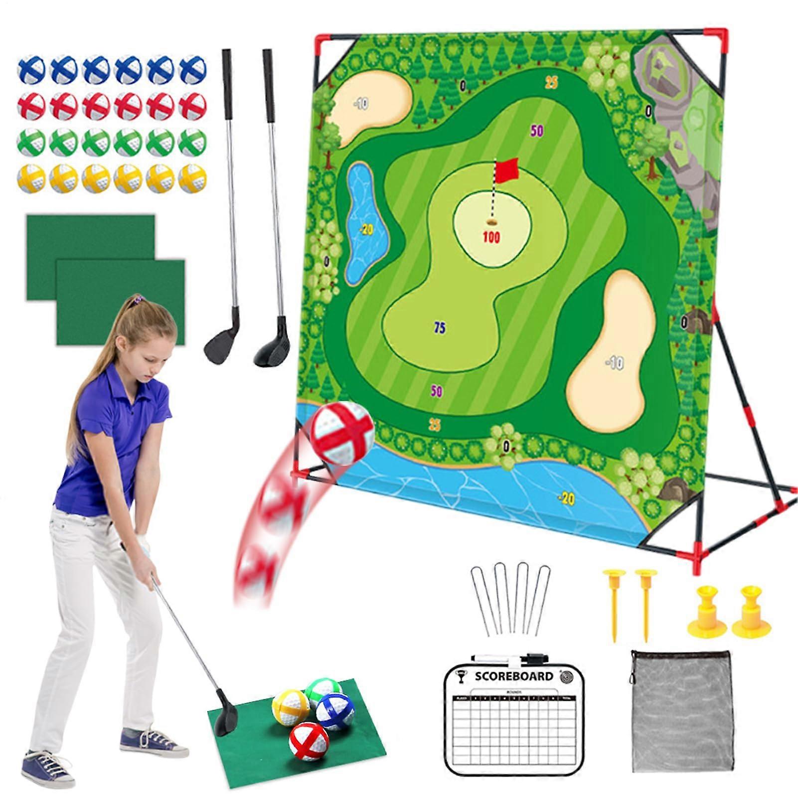 Skill Game | Portable Chipping Training Set with Indoor Outdoor Putting Mat for Family Fun, Green