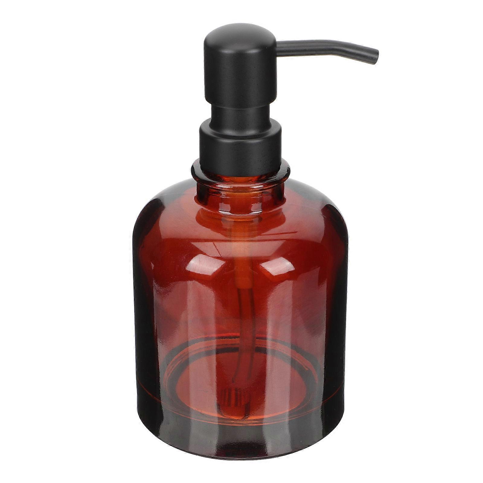 Household Pump Bottle Amber Glass Soap Dispenser Refillable Bathroom Use 1Pcs