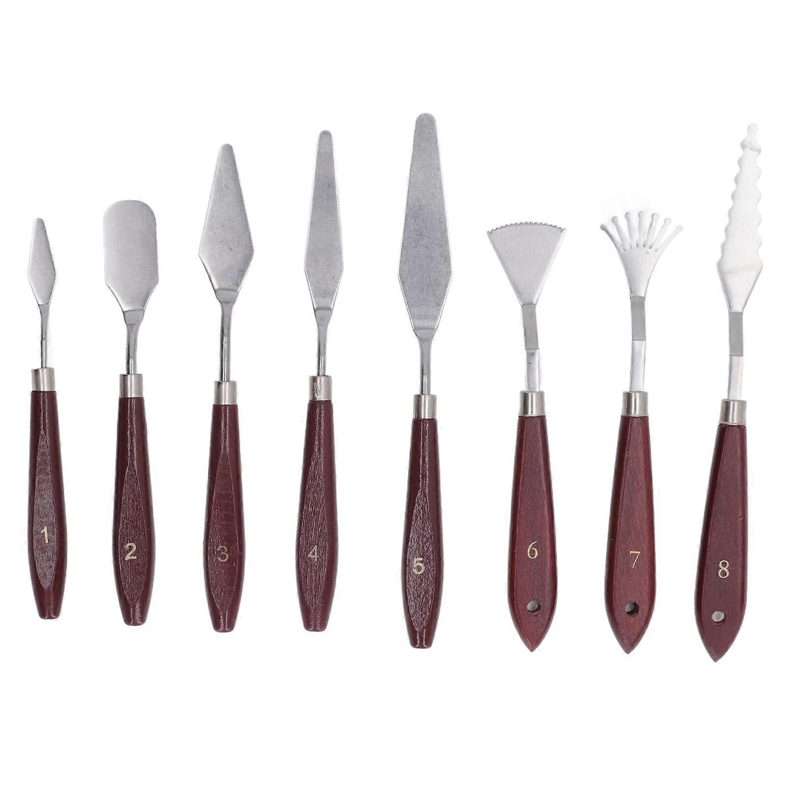 Malt Messer Set stainless steel palette mixing scraper comfortable grip wooden handle medium length wood material