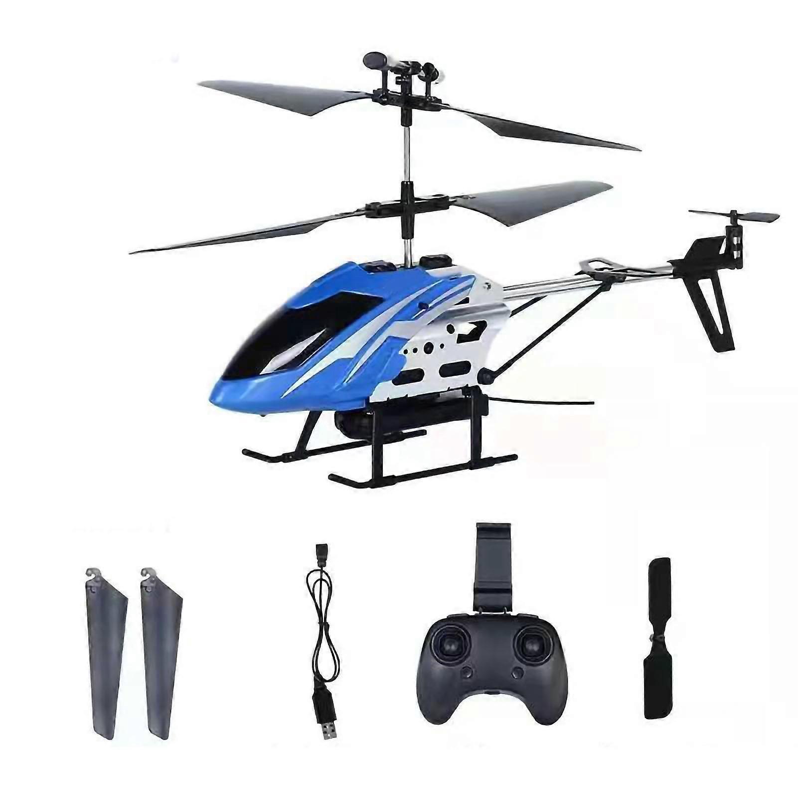 2.4GHz Remote Control Helicopter with Camera Mini RC Copter Airplane Model Toy for Kids Adults Beginners Blue