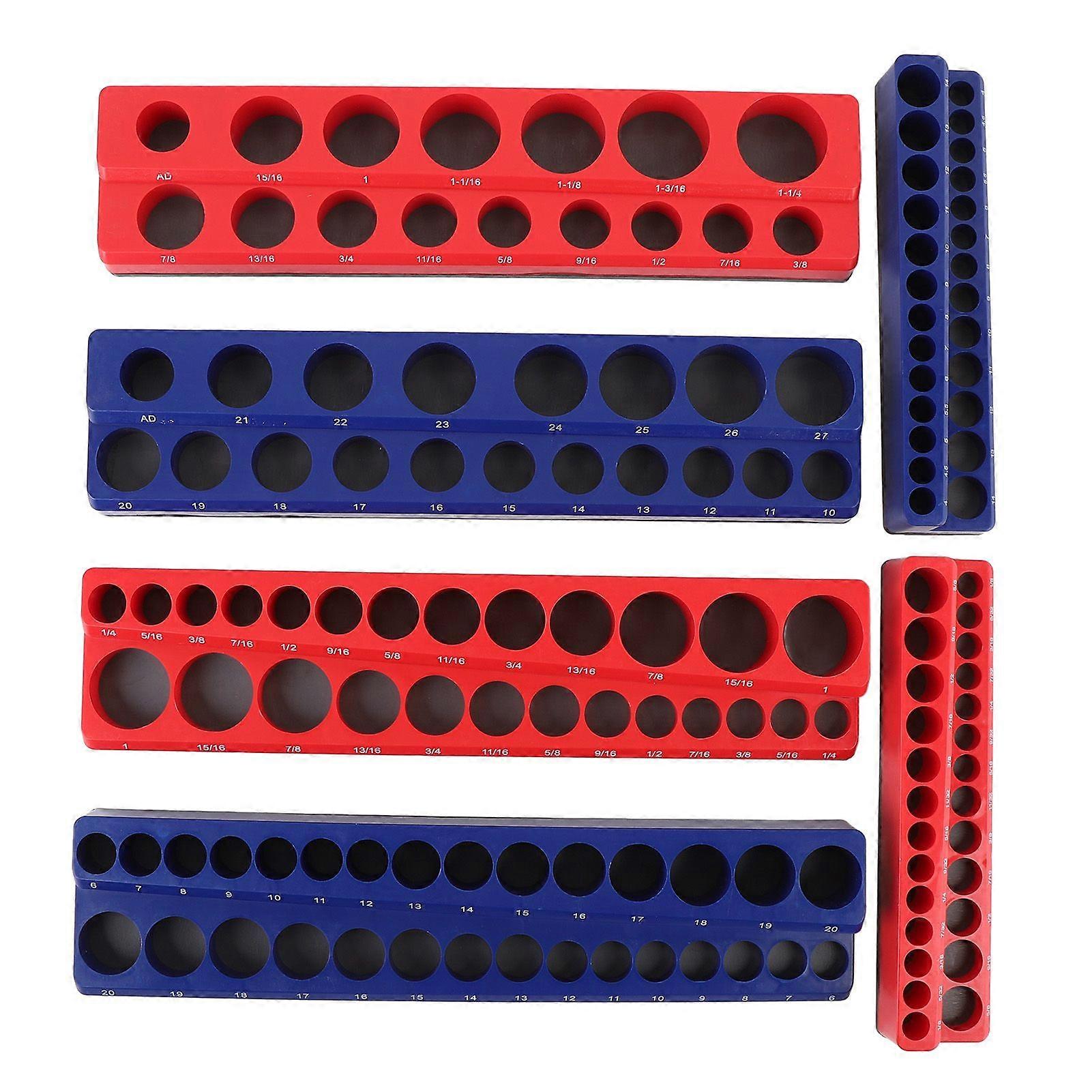6 Pcs Magnetic Socket Organizer Set Strong Magnetic Multiple Sizes Space Saving for 1/4in 3/8in 1/2in Drive MK81488
