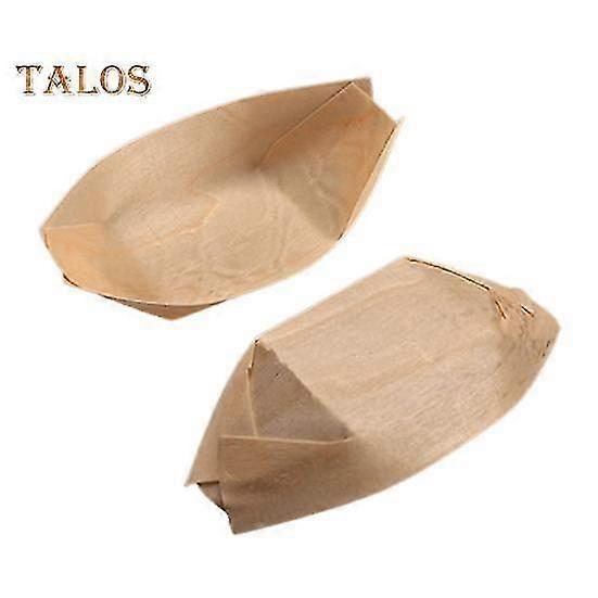 50Pcs Food Tray Stackable Multi-purpose Lightweight Practical Disposable Paper Boat Shape Sushi Plate Tray Restaurant Supplies