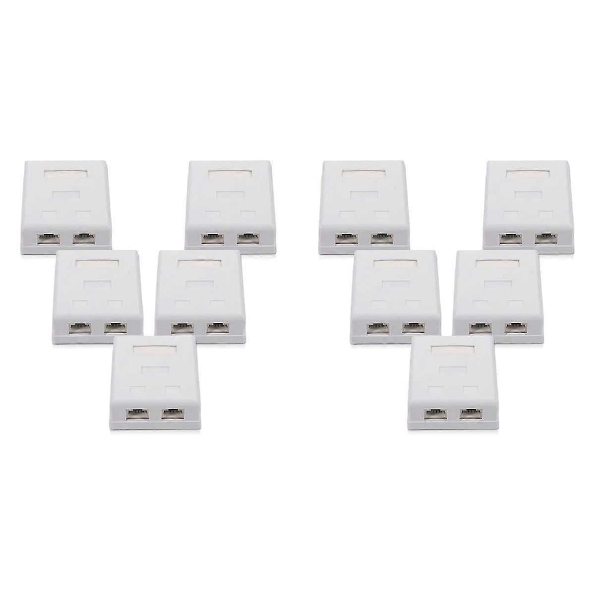 10X RJ45 Network Socket - Shielded Mounted Double Wall Socket with CAT6A Ethernet LAN Cable Port
