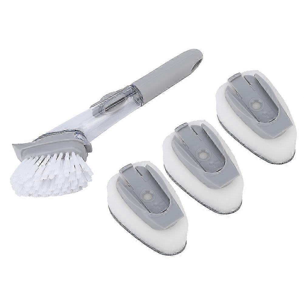 Automatic Add Detergent Cleaning Brush with 3 Sponge Pads for Kitchen and Home Use