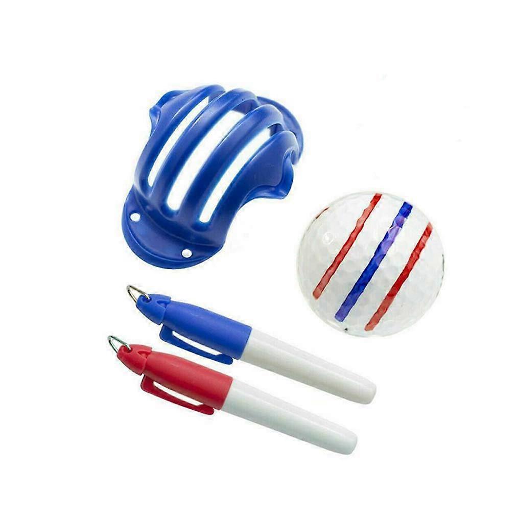 Golf Ball Triple Track 3 Line Marking Template ERC Chrome Soft Odyssey 2 Pen Alignment Marking Tool for Golf Training Templates (Random Color)