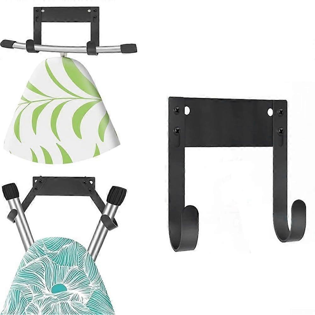 Compact and sturdy wallmounted iron holder with adjustable hook spacing for comfort