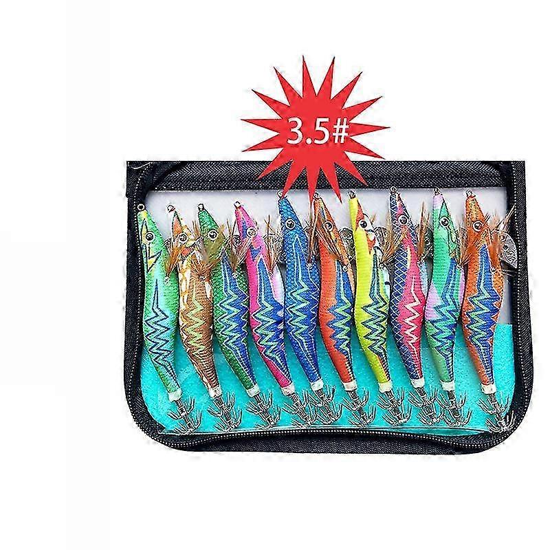 Wooden Shrimp Lure Bait Set of 10 with Luminous Rattle, Popular Colors, Includes Packaging Box, Great for Fishing Beginners