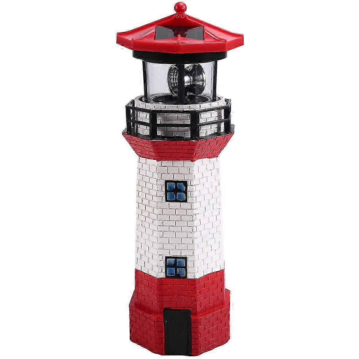 LED Solar Rotating Lighthouse Outdoor Garden Decorative Light Landscape Beacon Rotating Beam Light
