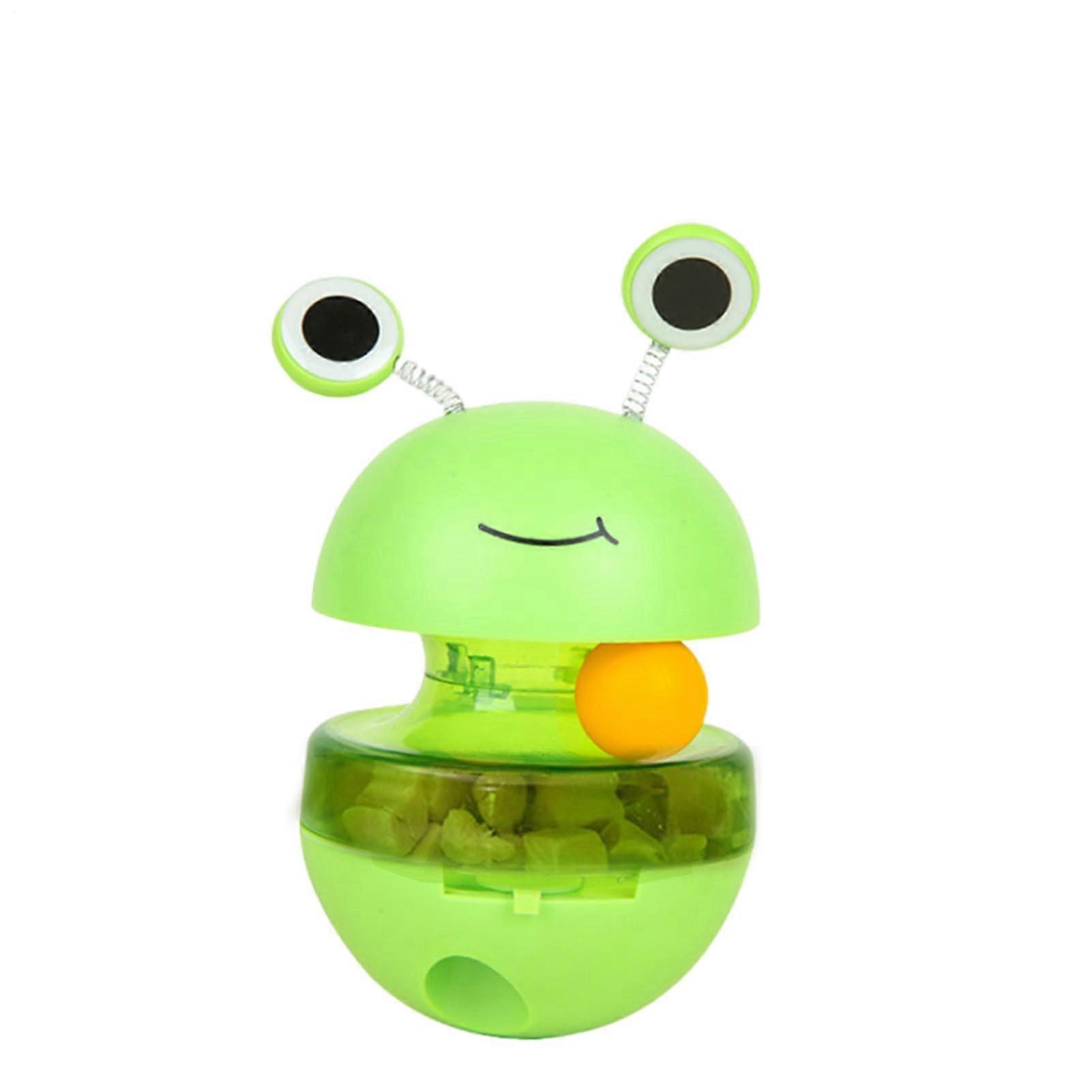 Cat Treat Dispenser Toy Frog Shaped Interactive Slow Feeder - Automatic Teaser for Cat Puzzle Play, Indoor Outdoor Use