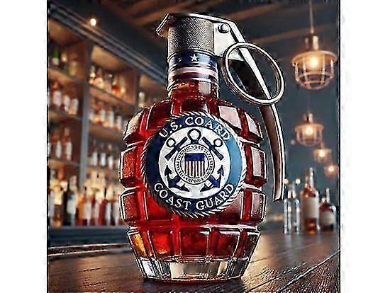 Military Hand Grenade Whiskey Bottle 2025 Engraved Hand-Grenade Shape Glass 306ml Leak-Proof & Durable Whiskey Decanter Military Collection Veteran Gi