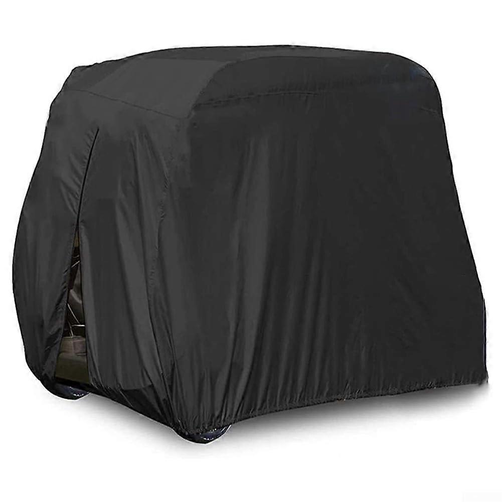 Durable, waterresistant cover for EZGO golf carts made of 210D Oxford fabric, designed to withstand the elements (285 x 122 x 168 cm).